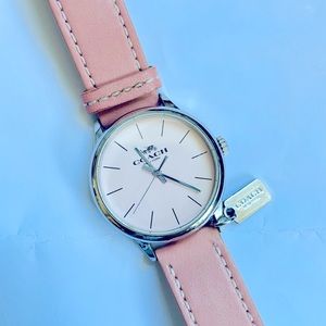 Coach Ruby Ipsilaly Women's Watch, 32 Mm Pink Style 14502935, Leather Strap EUC